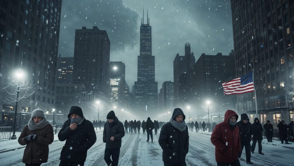 Chilling Winds and Snow Flurries Descend Upon Chicago: City’s Residents Brace for Winter Storm